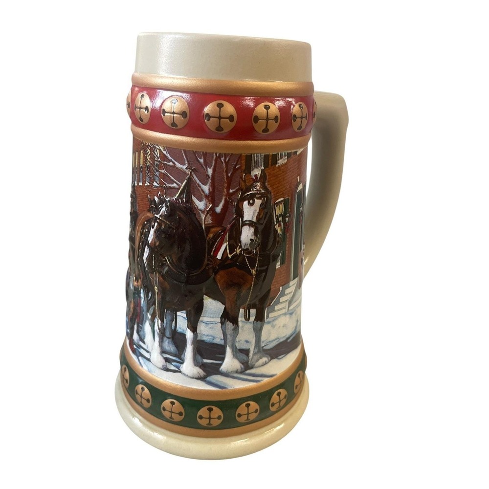 1994 Budweiser Holiday Stein Hometown Holiday Clydesdale Christmas Beer Mug